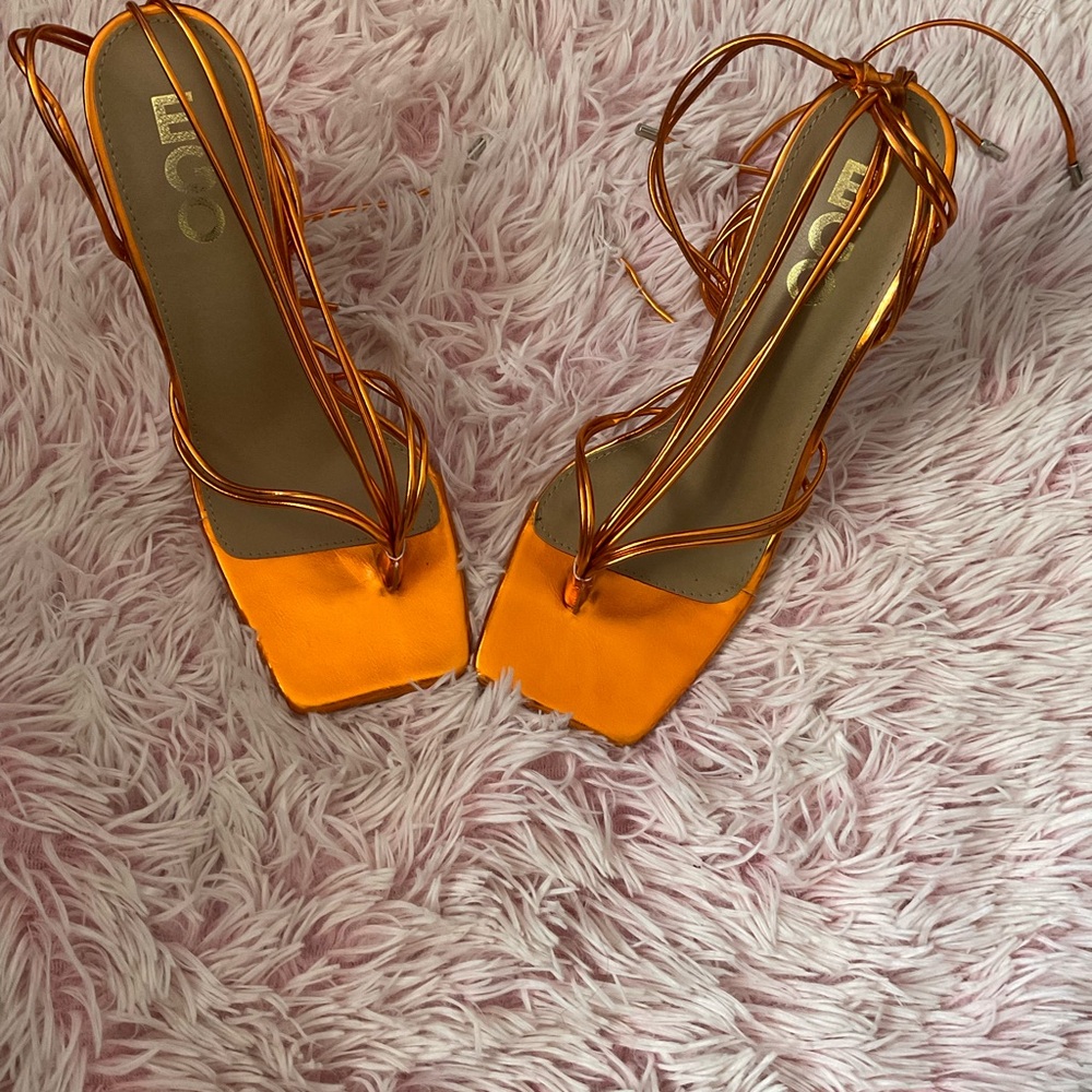 EGO Orange Strappy Heels